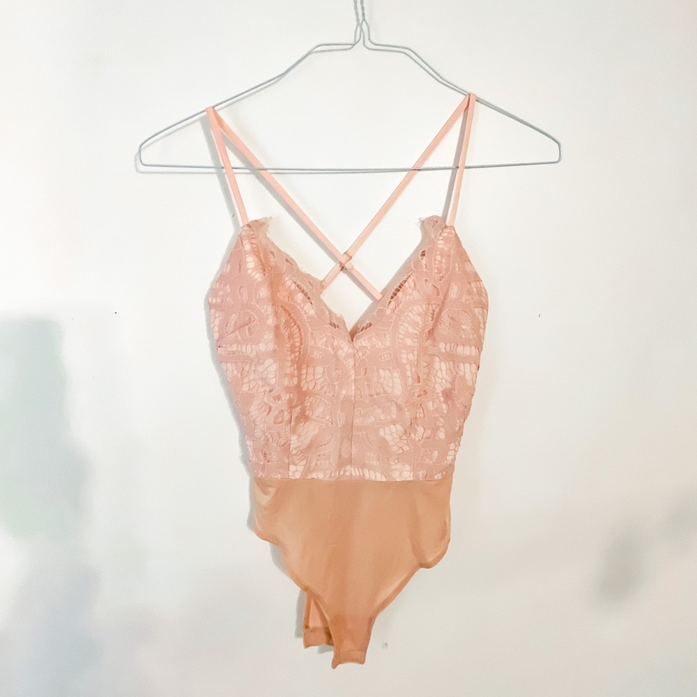 Pink lace bodysuit